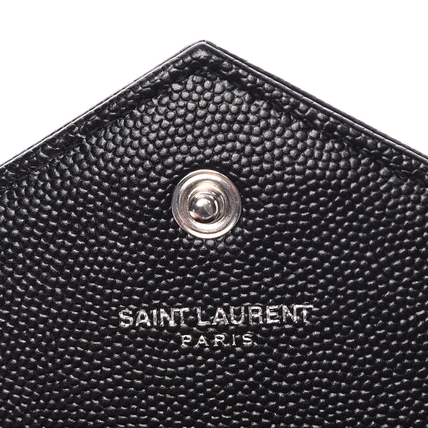 Saint Laurent Grain De Poudre Matelasse Chevron Monogram Chain Wallet Black 7 of 10