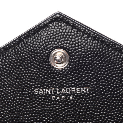 Saint Laurent Grain De Poudre Matelasse Chevron Monogram Chain Wallet Black 7 of 10