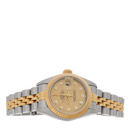 Rolex Stainless Steel 18K Yellow Gold Diamond 26mm Oyster Perpetual Datejust Watch Champagne 69173 3 of 8