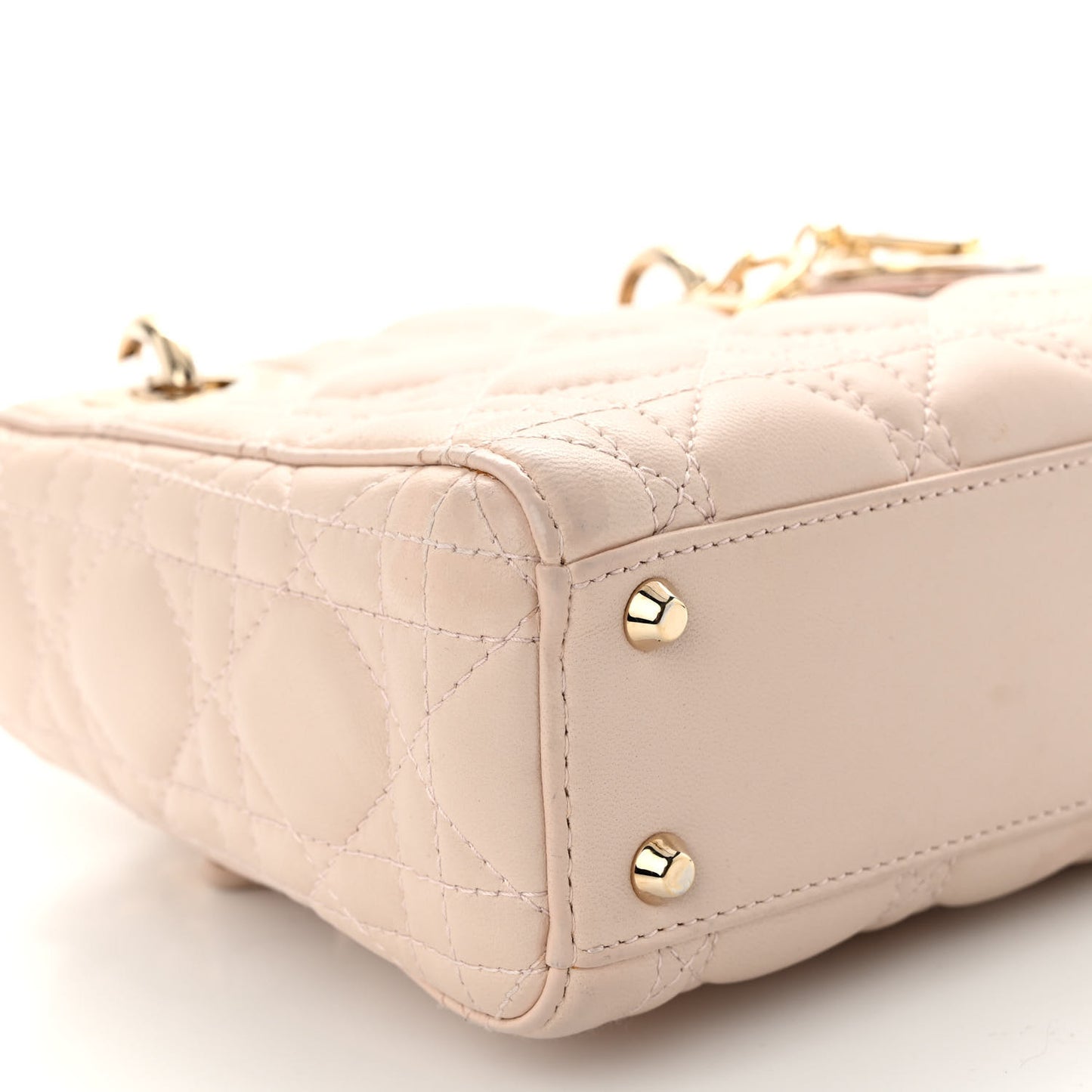 Lambskin Cannage Mini Lady Dior Rose Poudre