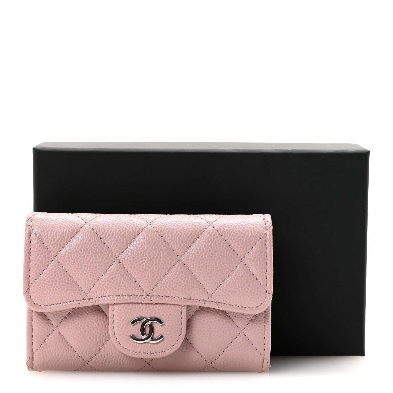 Chanel Caviar Quilted Flap Card Holder Wallet Light Pink 9 of 9