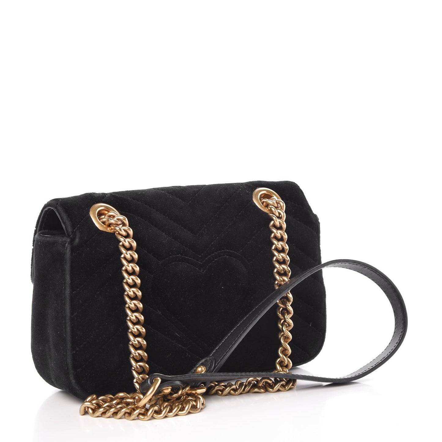 Velvet Matelasse Mini GG Marmont Shoulder Bag Black