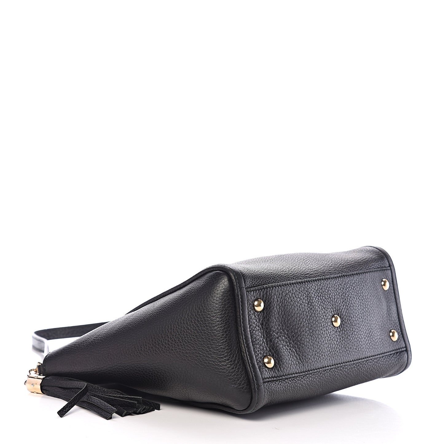 Pebbled Calfskin Small Soho Top Handle Bag Black