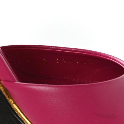 Chanel Lambskin Cap Toe Open Wedge Pumps 40 Fuchsia Black 8 of 9