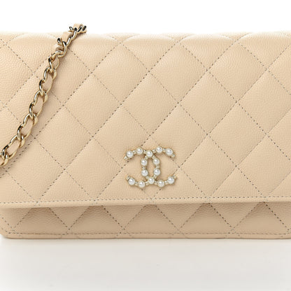 Chanel Caviar Quilted Coco Candy Wallet On Chain WOC Beige 11 of 11