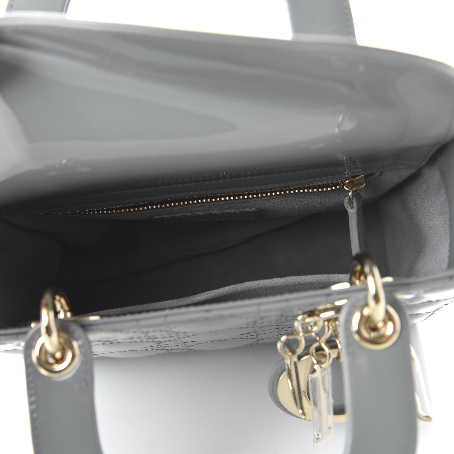Christian Dior Patent Cannage Small Lady Dior Grey 5 of 12