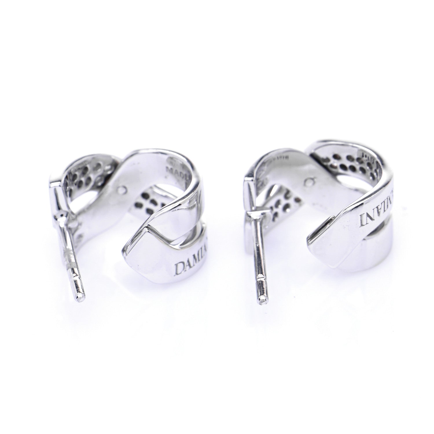 Damiani 18K White Gold Diamond Baci Earrings 6 of 7