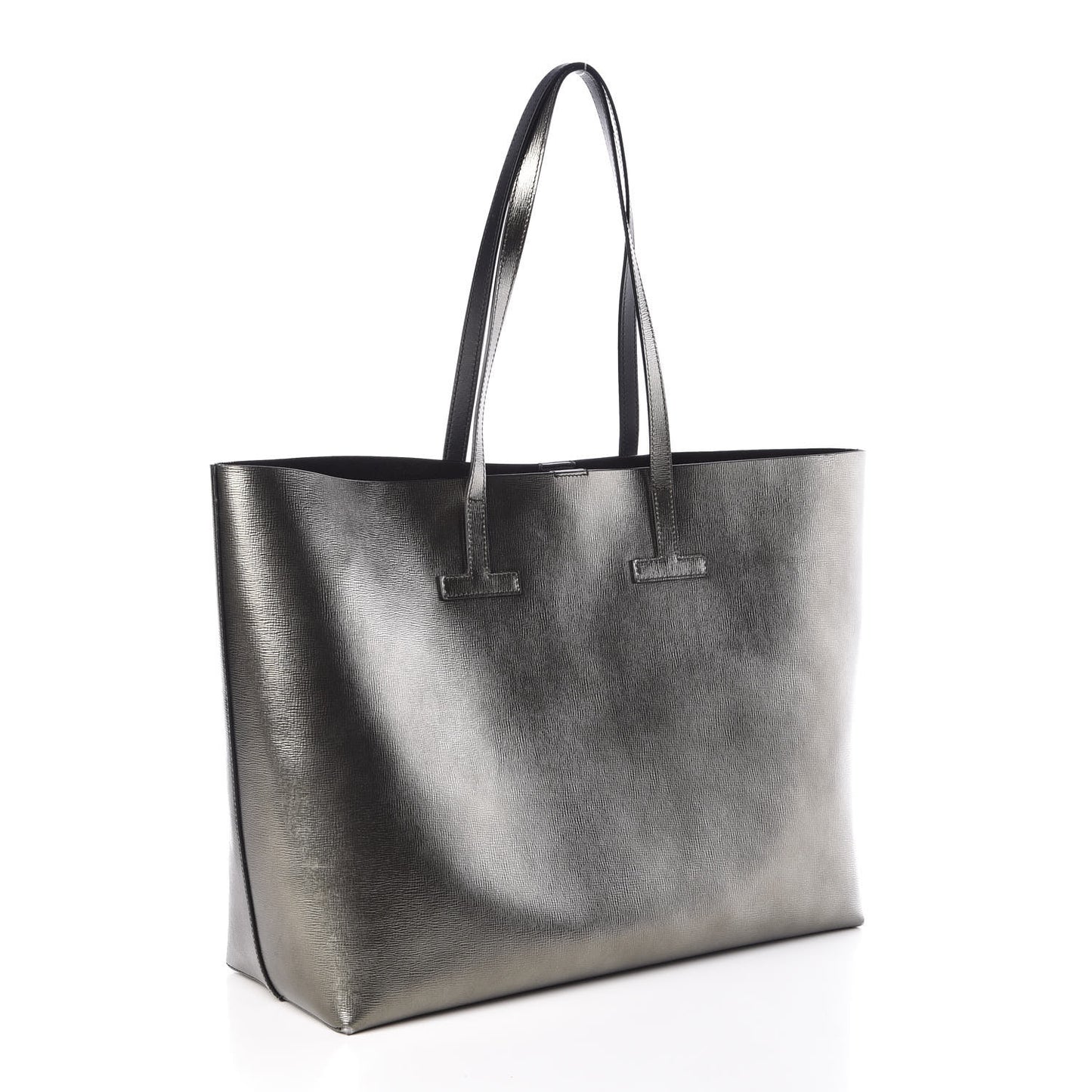 Laminated Calfskin Medium T Tote Anthracite