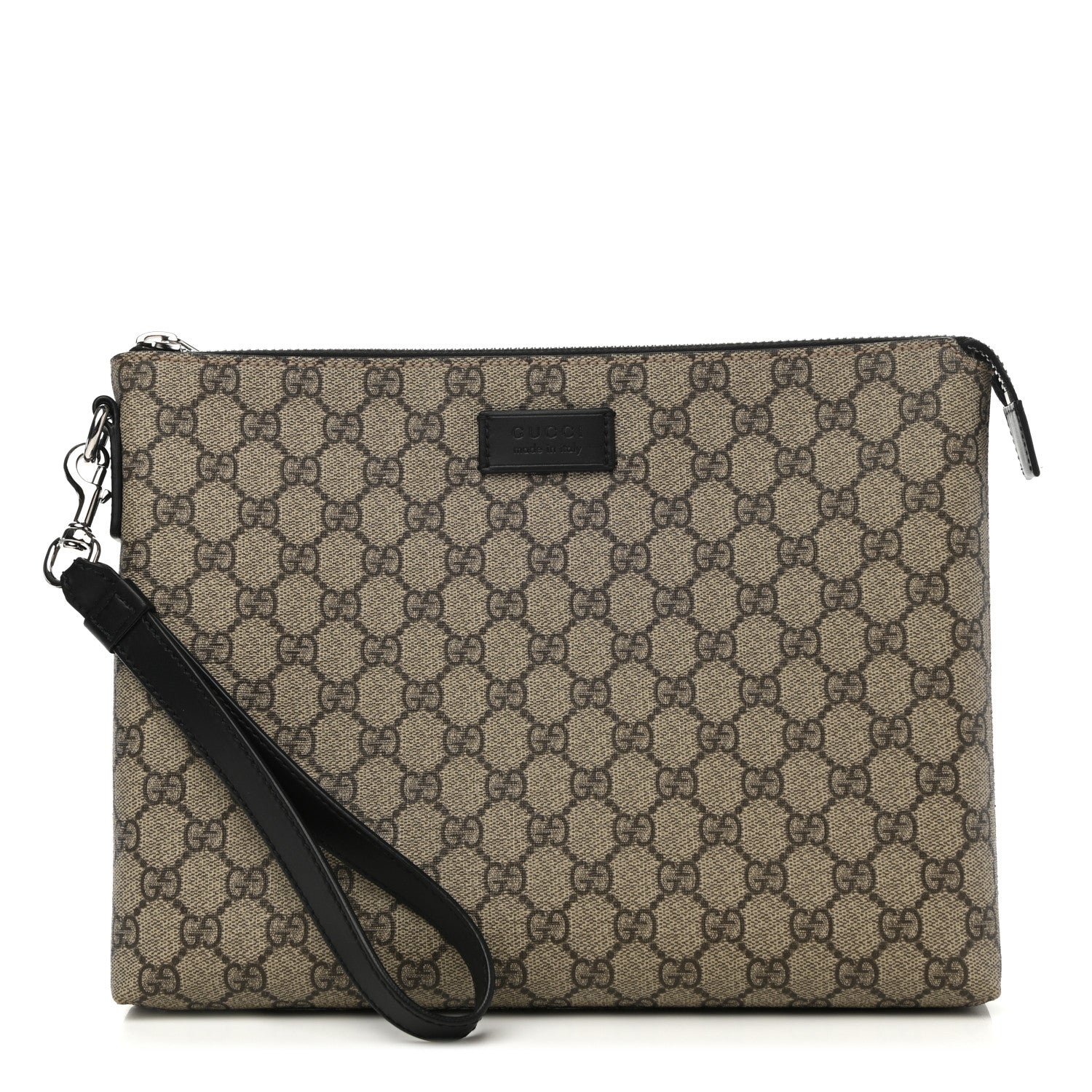 Gucci GG Supreme Monogram Mens Wristlet Black 1 of 11