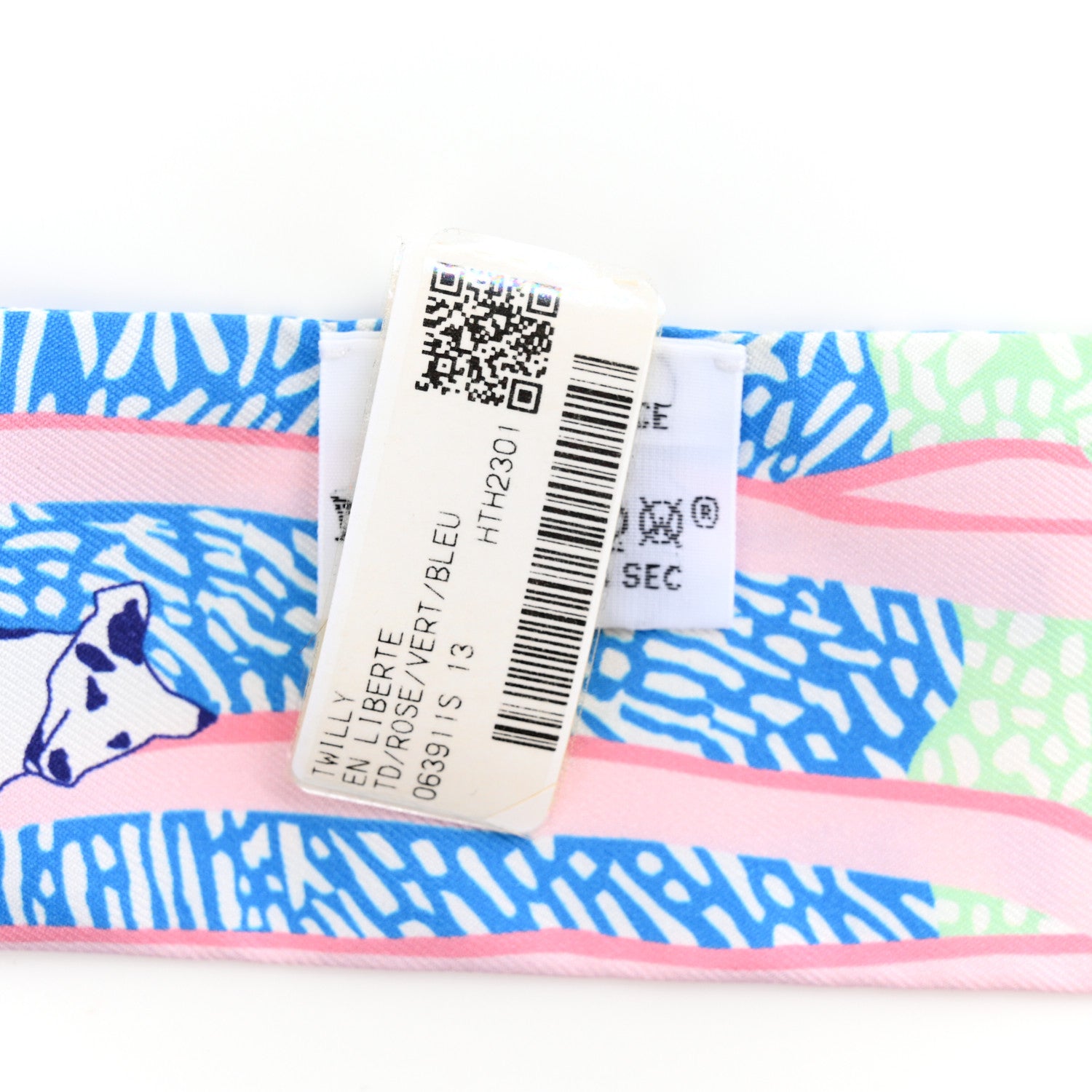 Hermes Silk En Liberte Twilly Rose Vert Bleu 3 of 4