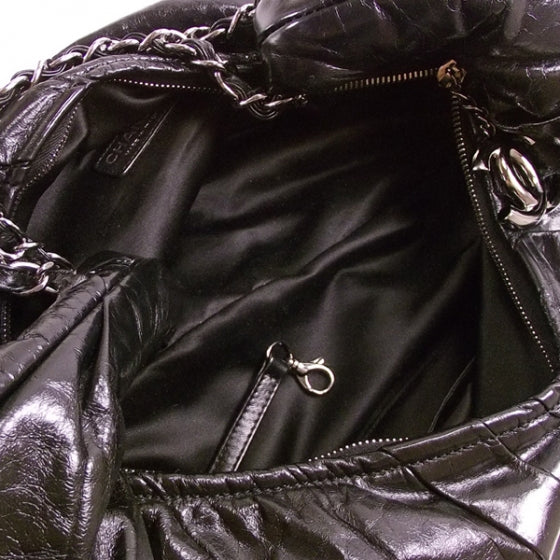 Chanel Leather Pleated Hobo Black 7 of 11