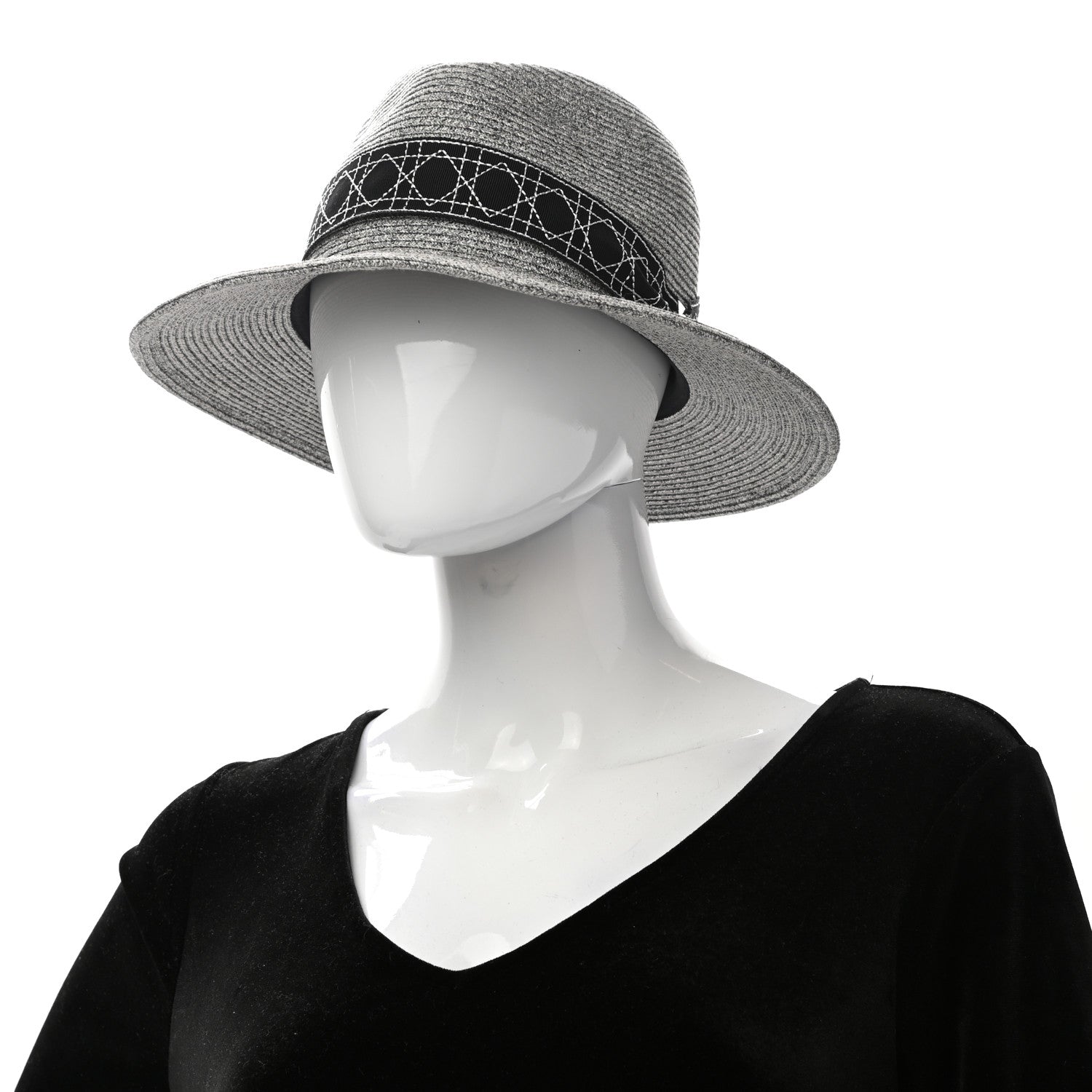 Christian Dior Paper Woven Hat 57 Grey 2 of 8