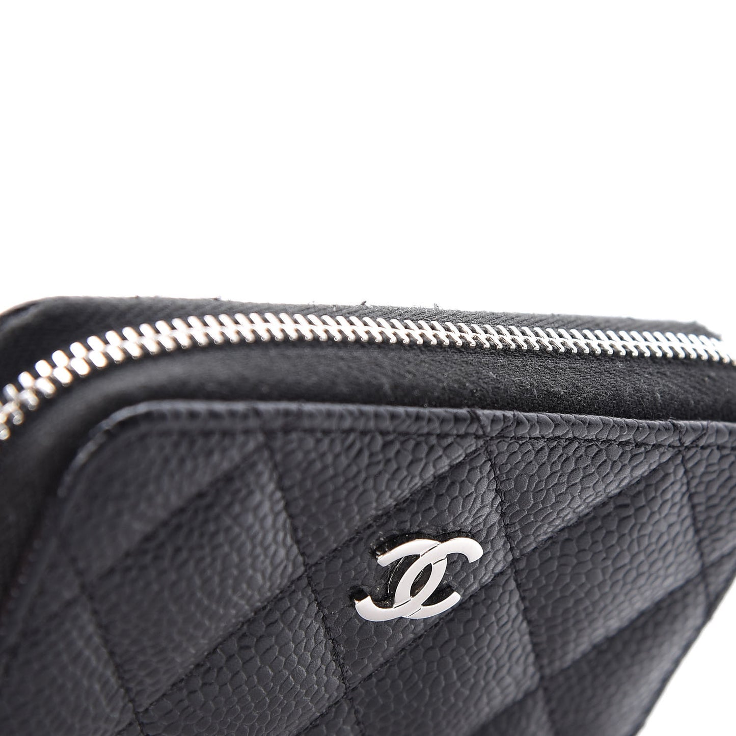 Caviar Quilted Zip Coin Purse Black
