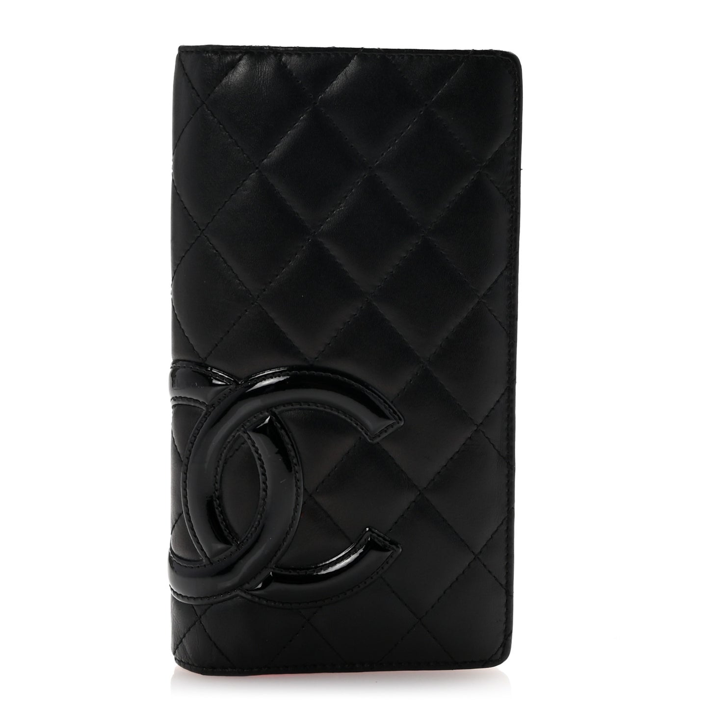 Calfskin Quilted Cambon Yen Wallet Black