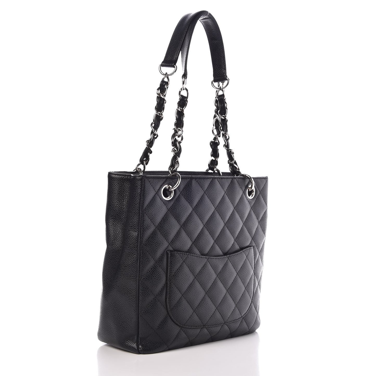 Caviar Quilted Petit Shopping Tote PST Black