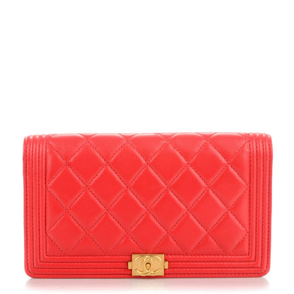 Chanel Lambskin Quilted Boy Yen Wallet Red 1 of 7
