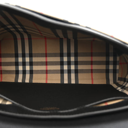 Burberry Coated Canvas Calfskin Vintage Check Medium Note Crossbody Bag Black 5 of 10