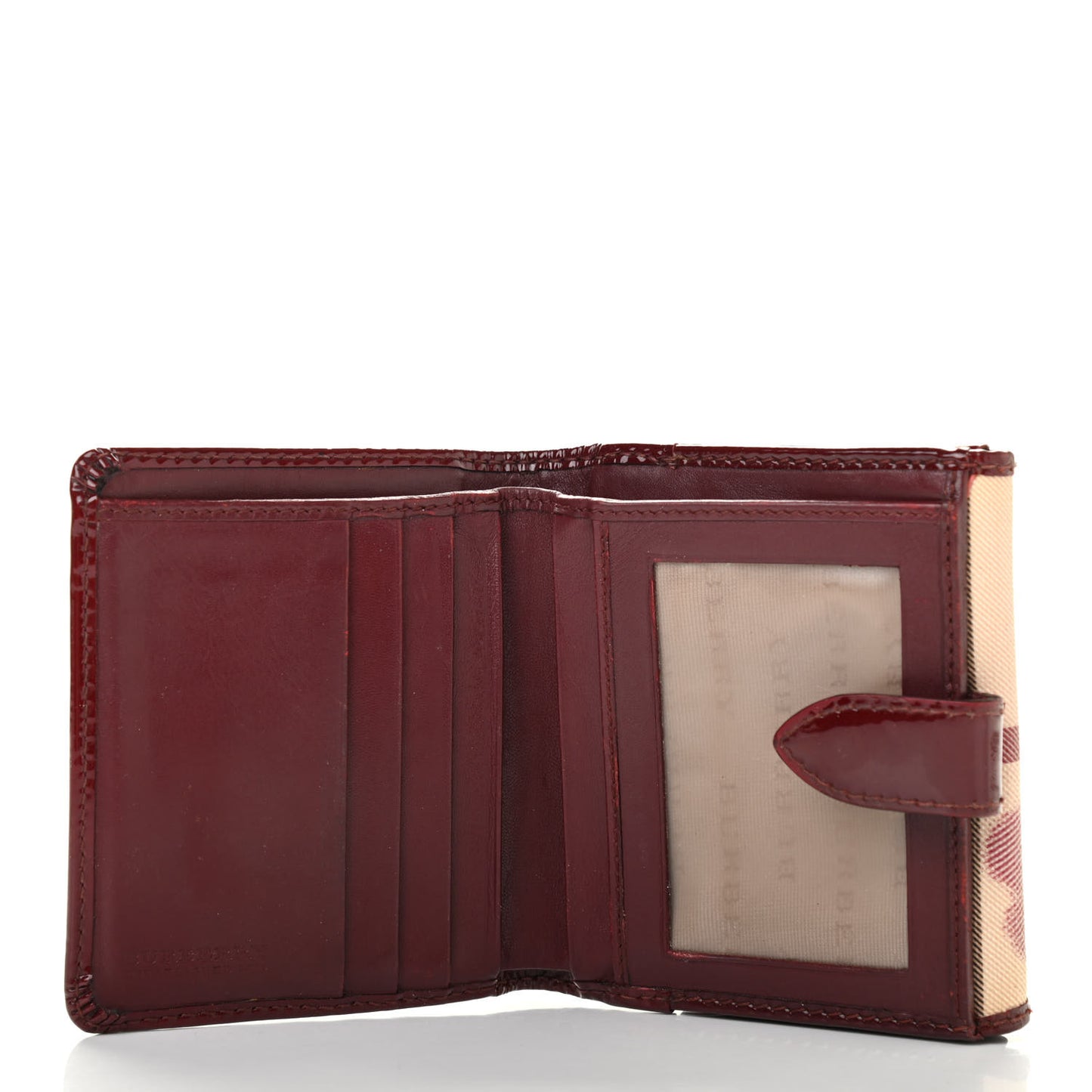Patent Nova Check Heart Compact Wallet Berry Red