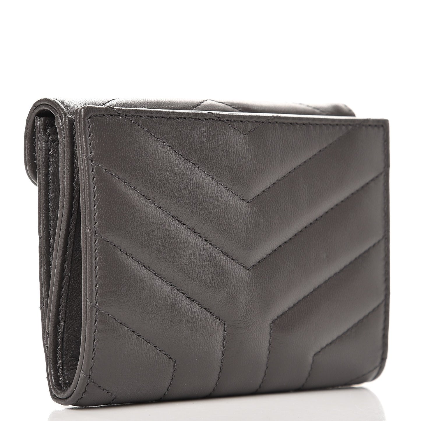 Lambskin Y Quilted Monogram Compact Loulou Wallet Asphalt