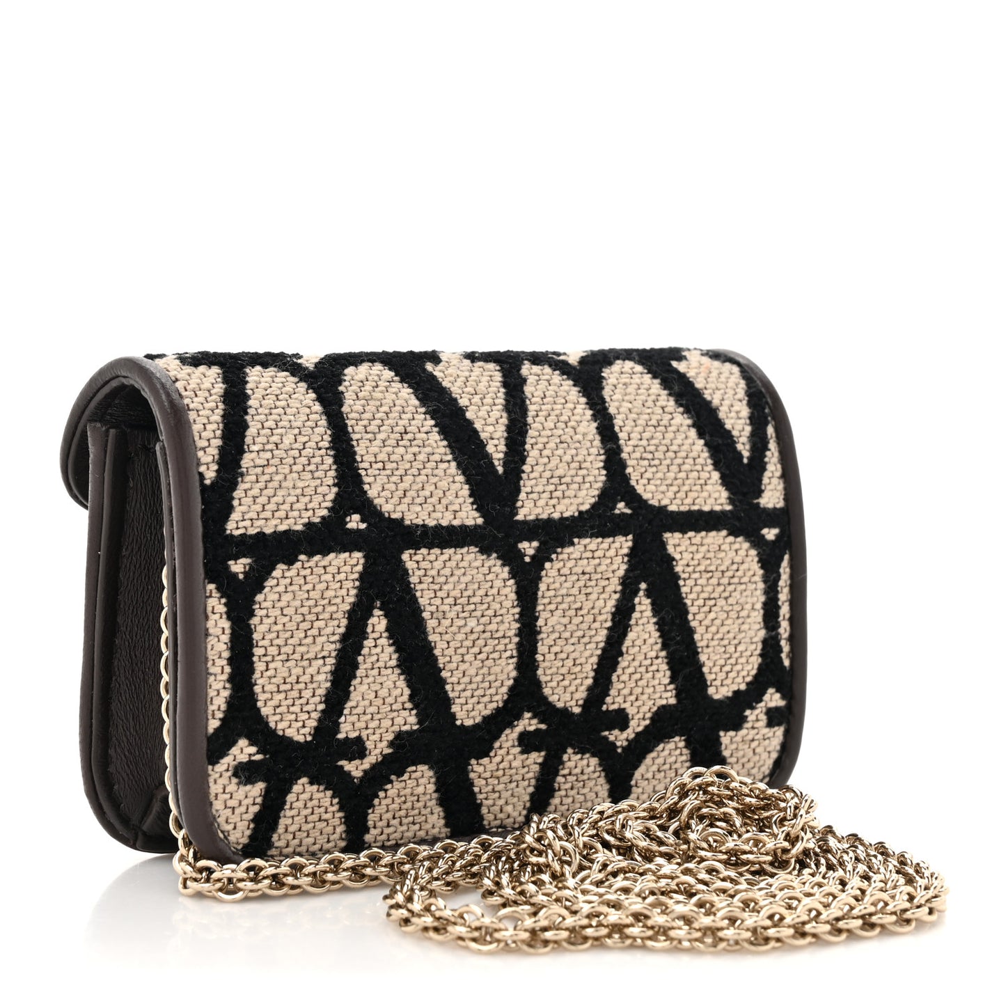 Toile Iconographe Goatskin Vlogo Card Case With Chain Naturale Black Fondant