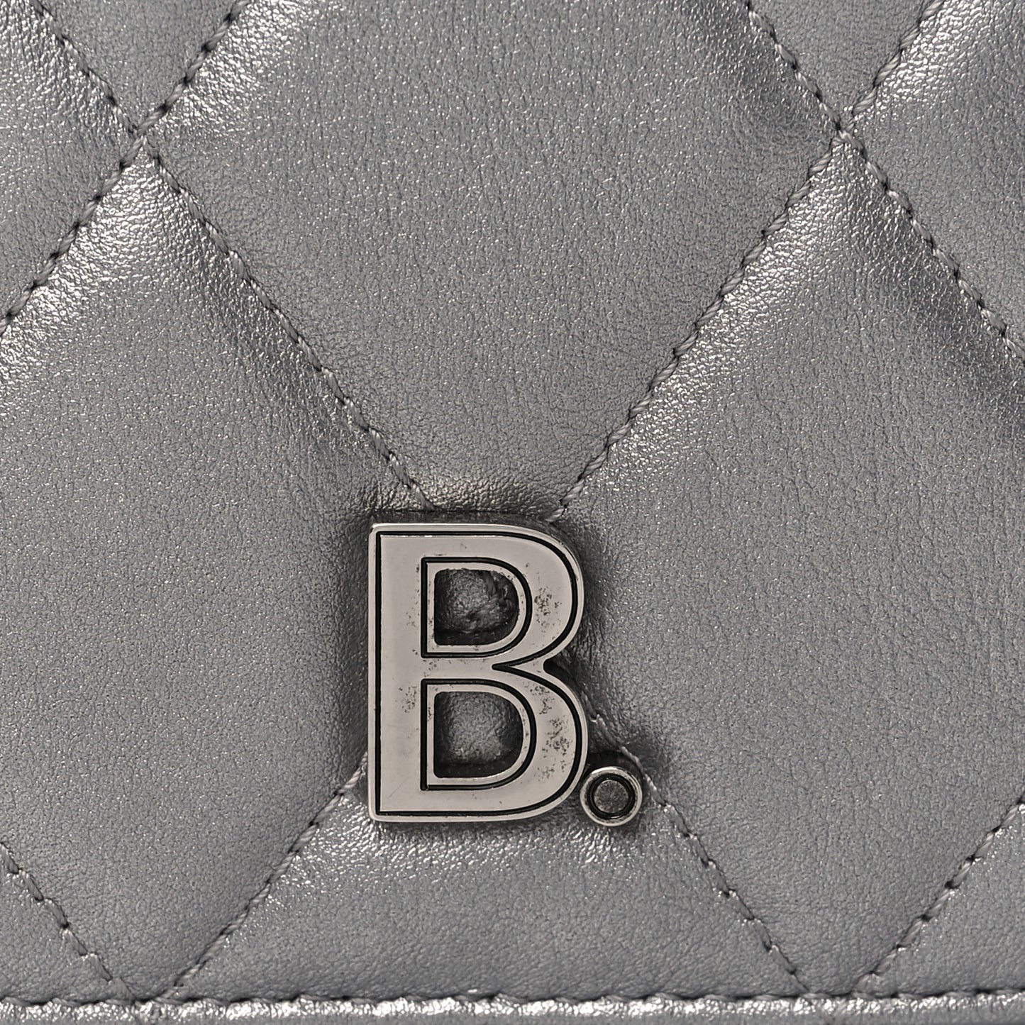 Metallic Nappa Calfskin Quilted Touch B Phone Holder Bag Silver