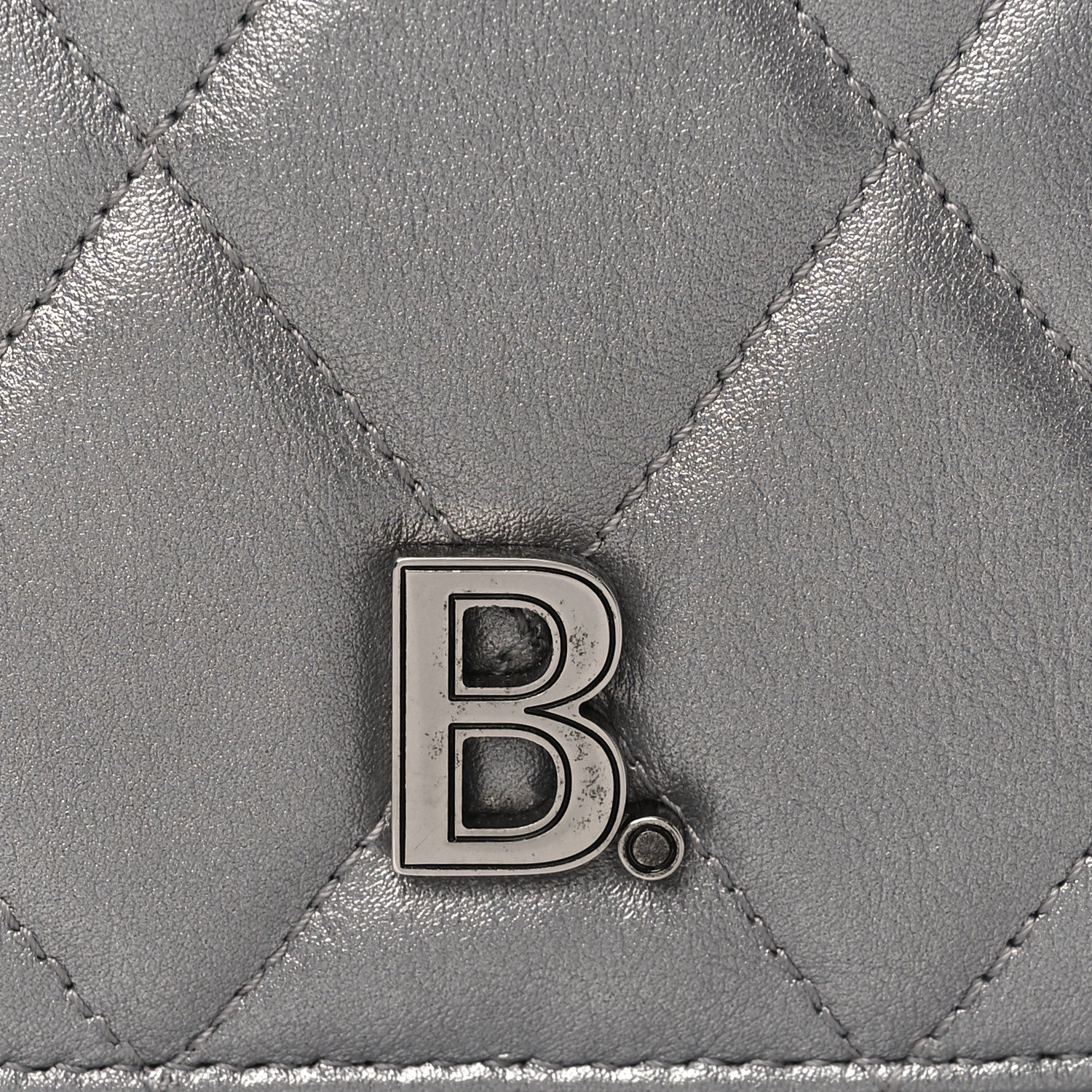 Balenciaga Metallic Nappa Calfskin Quilted Touch B Phone Holder Bag Silver 10 of 11
