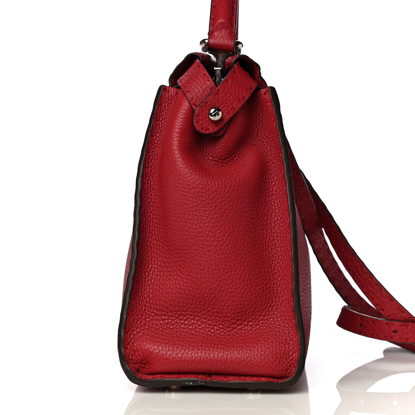 Cuoio Romano Selleria Bi-Color Medium Peekaboo Iconic Satchel Rosso Latte