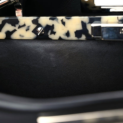Fendi Vitello Dolce Shiny Nappa Plexglass Granite Medium Peekaboo Iconic Satchel Black 12 of 13