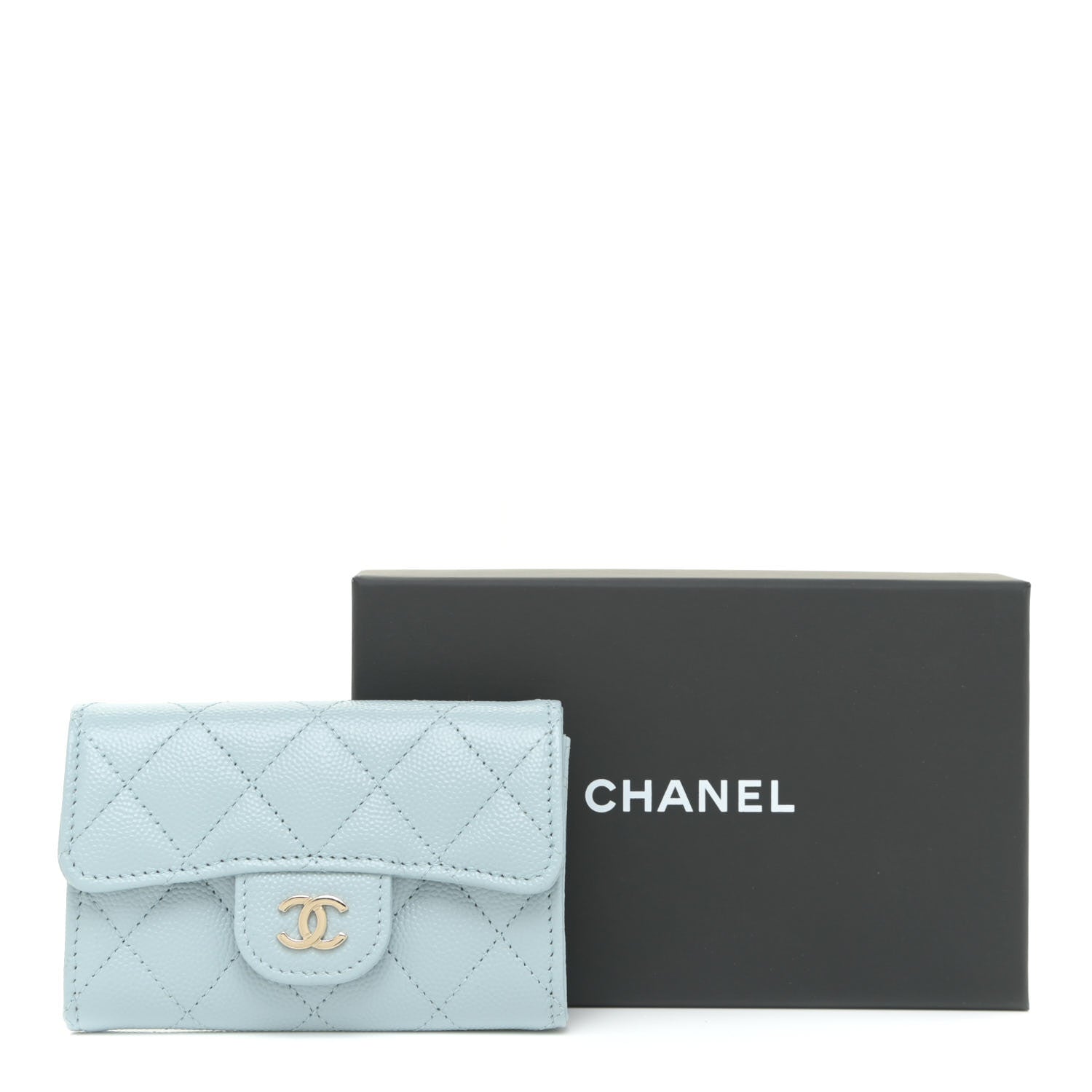 Chanel Caviar Quilted Flap Card Holder Wallet Light Blue 13 of 13