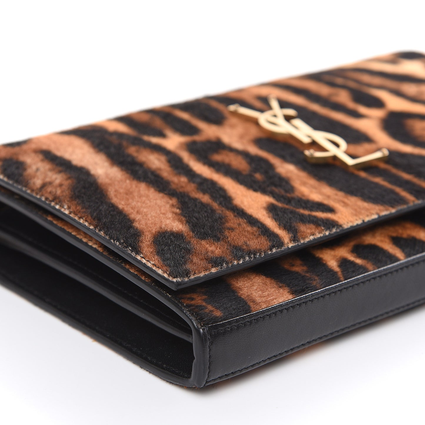 Calf Hair Monogram Chain Wallet Leopard