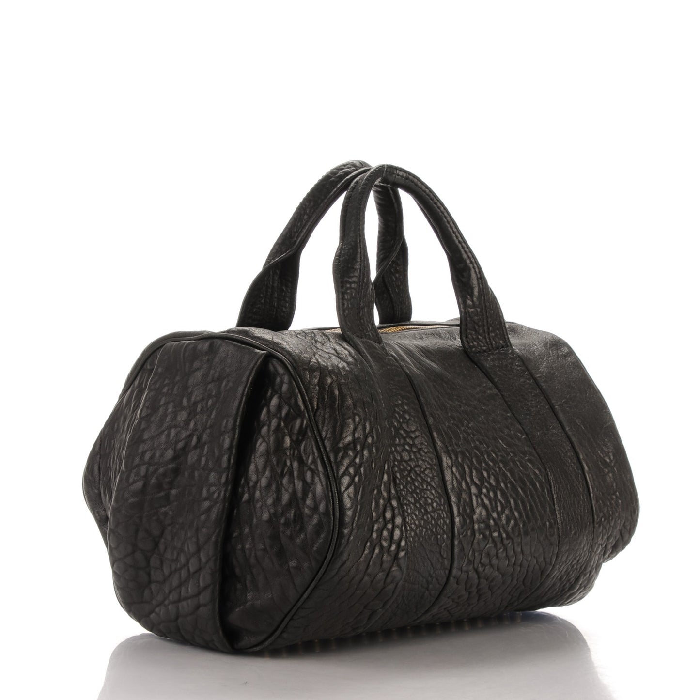 Pebbled Lambskin Rocco Black Antique Brass Hardware