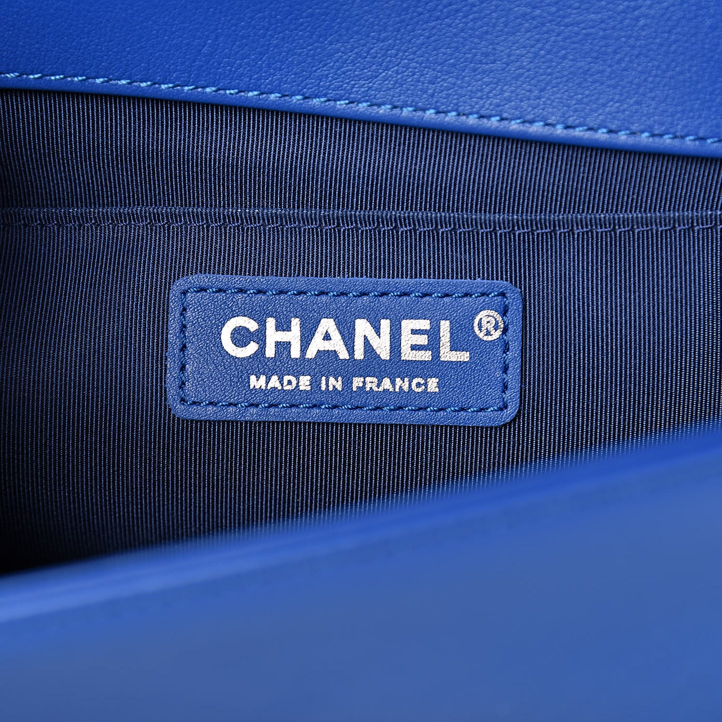 Calfskin Chevron Quilted Medium Boy Flap Bright Blue