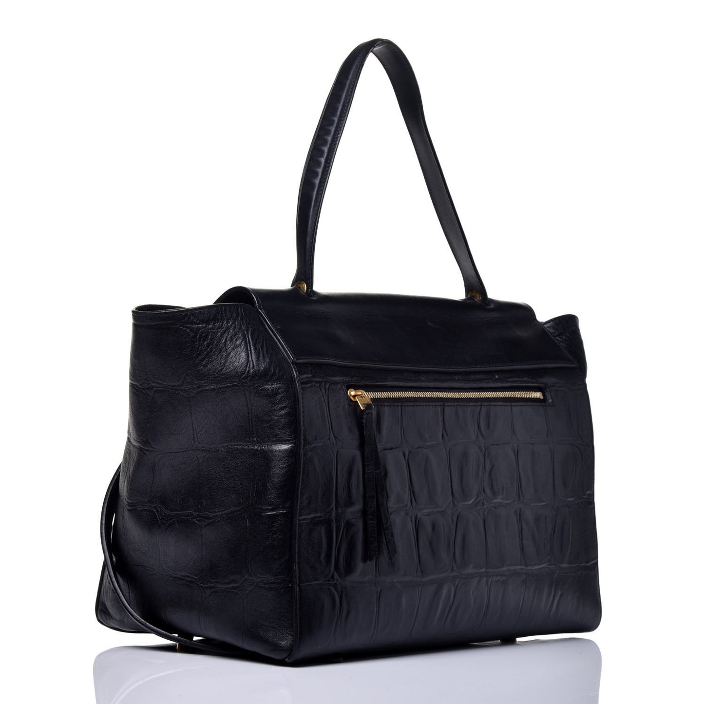 Calfskin Crocodile Embossed Small Belt Bag Navy