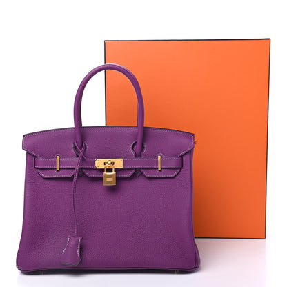 Hermes Togo Horseshoe Birkin 30 Anemone Gris Mouette 10 of 10