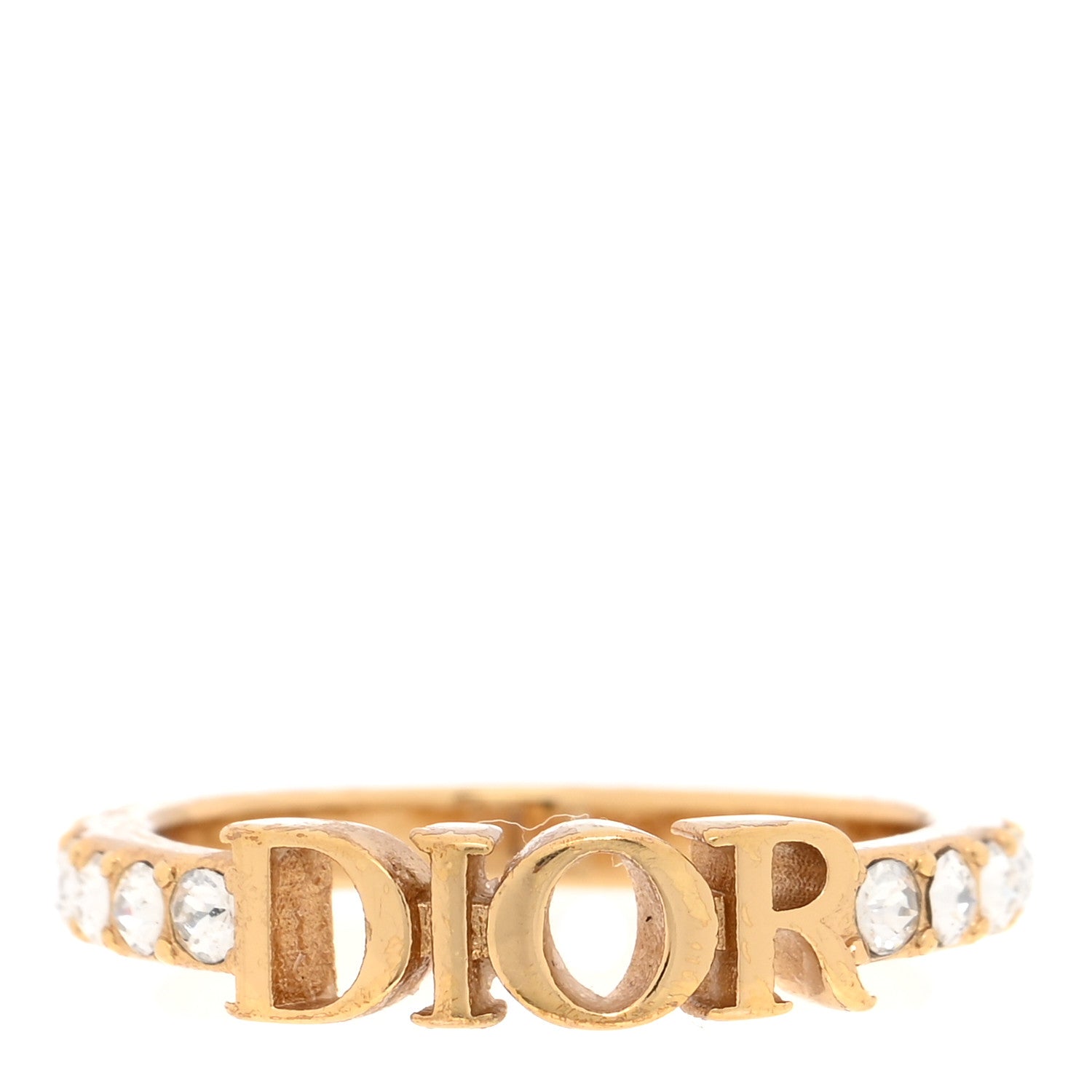 Christian Dior Metal Crystal DIO(R)EVOLUTION Ring 54 6.75 Gold 1 of 4