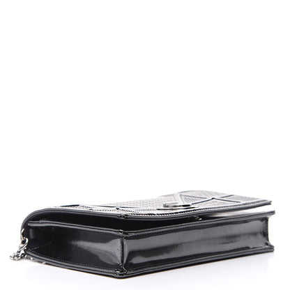 Christian Dior Metallic Patent Micro-Cannage Diorama Wallet on Chain Pouch Onyx Black 4 of 10