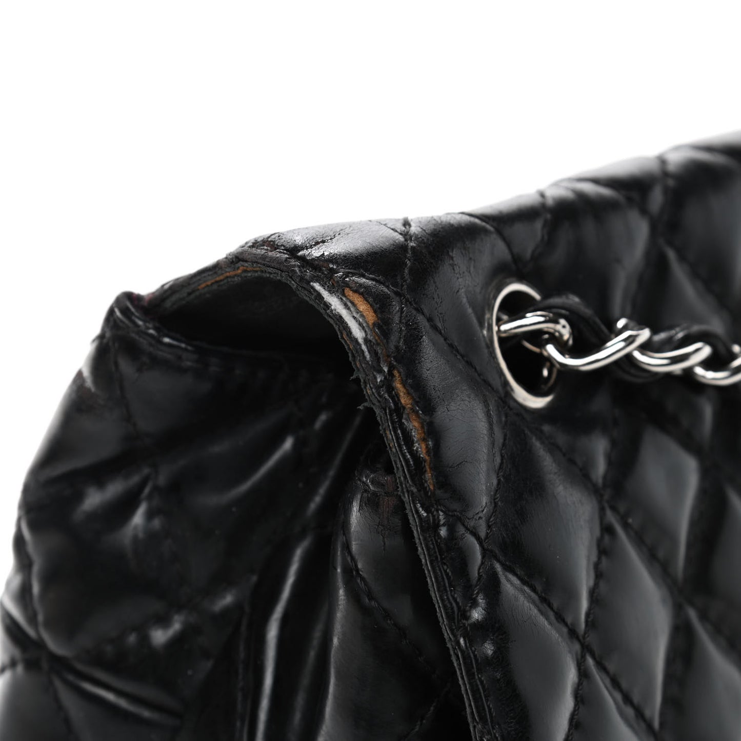 Vinyl Quilted In the Business Flap Bag Black