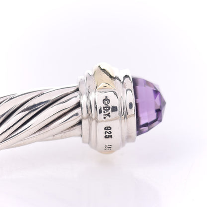 David Yurman Sterling Silver 14K Yellow Gold Amethyst 7mm Cable Classics Bracelet 4 of 4