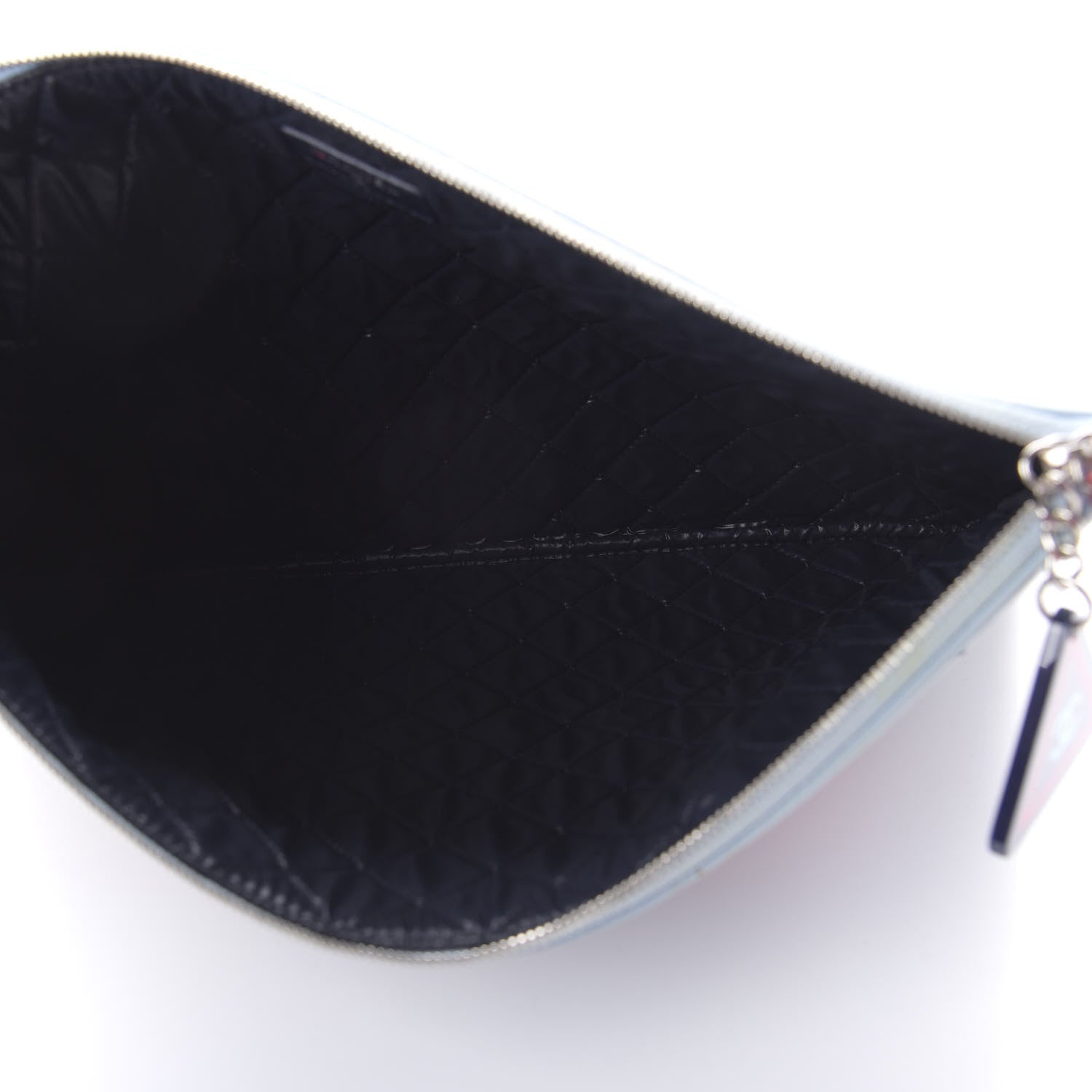 Chanel Lambskin Large Airline Zipper Cosmetic Case Blue Black Red 5 of 10