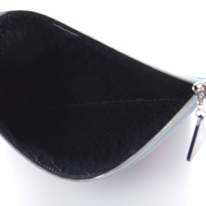 Chanel Lambskin Large Airline Zipper Cosmetic Case Blue Black Red 5 of 10