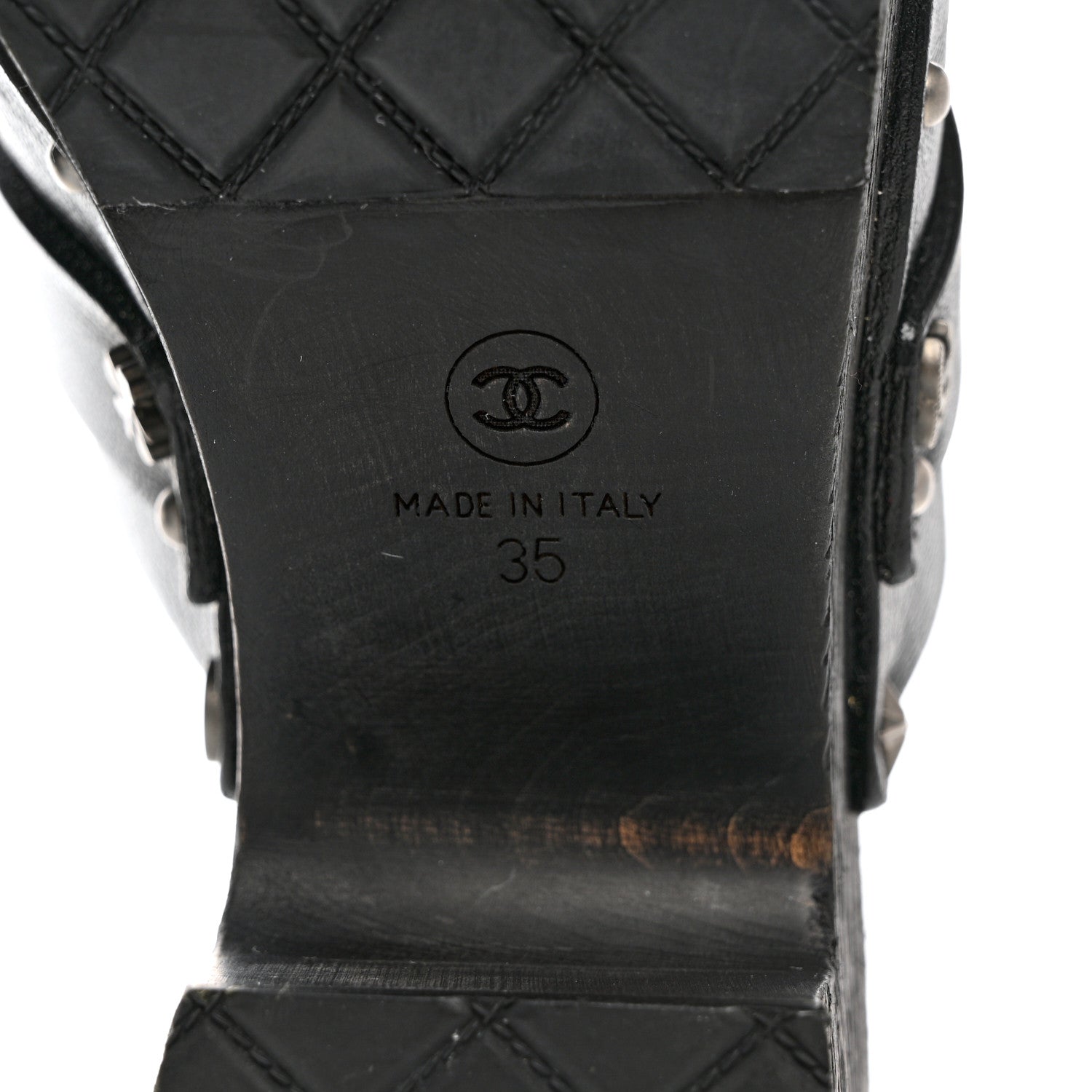 Chanel Calfskin CC Lucky Charms Studded Clogs 35 Black 8 of 8