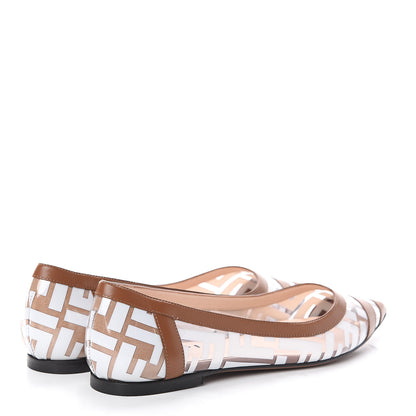 Fendi PVC Calfskin FF Colibri Ballerina Flats 36.5 White Cuoio 4 of 7
