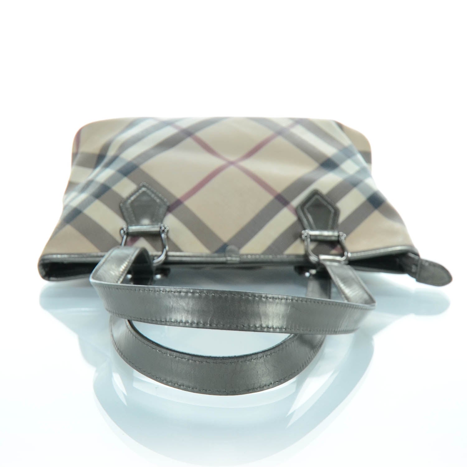 Burberry Metallic Calfskin Nova Check Tote 3 of 8