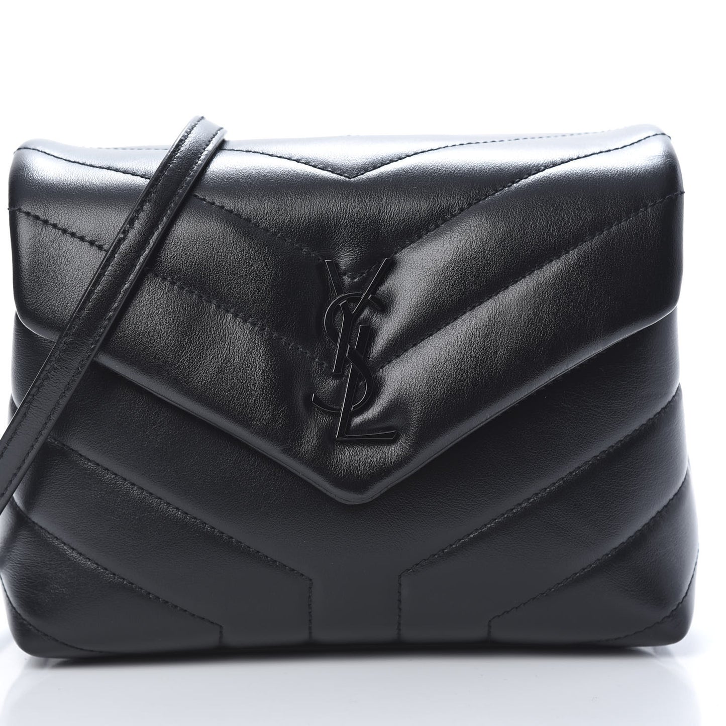 Calfskin Y Quilted Monogram Toy Loulou Crossbody Bag Black