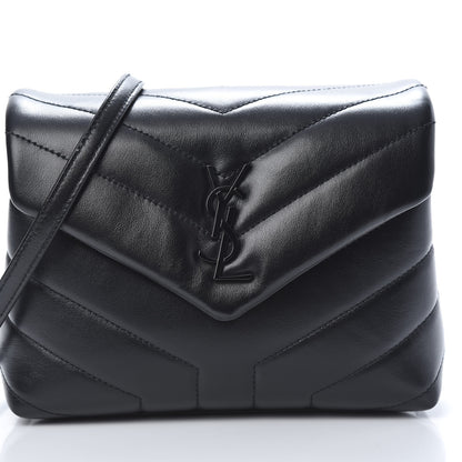 Saint Laurent Calfskin Y Quilted Monogram Toy Loulou Crossbody Bag Black 8 of 10