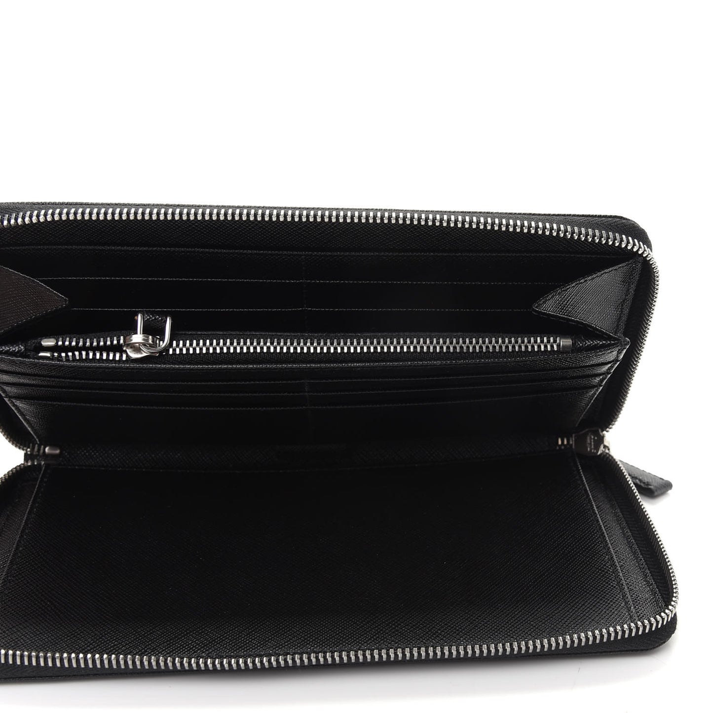 Saffiano Large Zip Around Travel Wallet Black