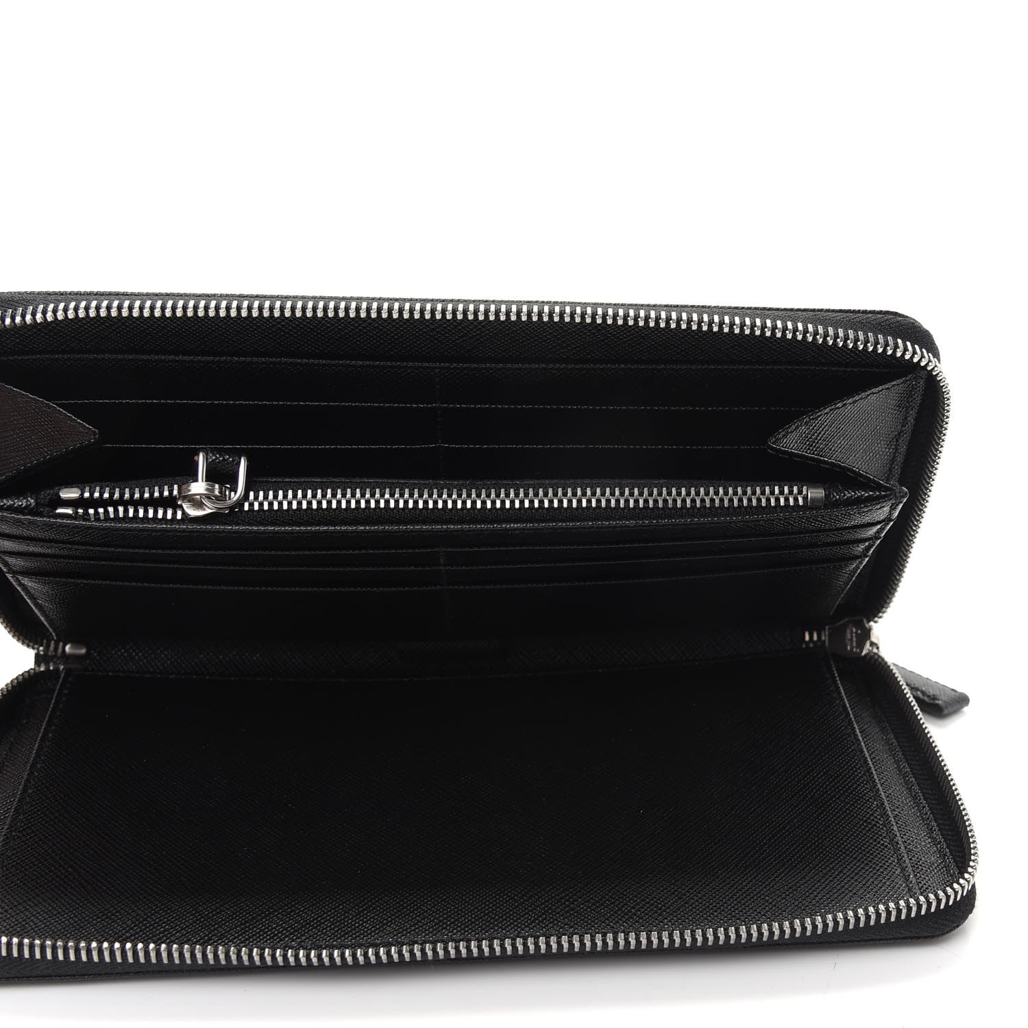 Prada Saffiano Large Zip Around Travel Wallet Black 5 of 8