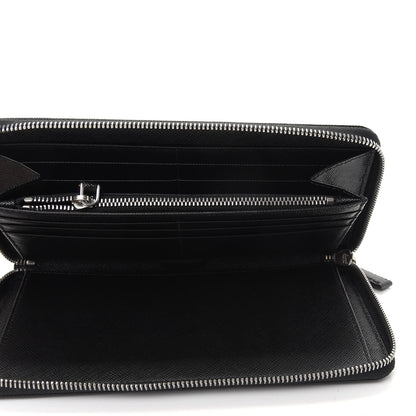 Prada Saffiano Large Zip Around Travel Wallet Black 9 of 20