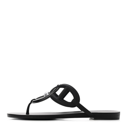 Hermes Rubber Womens Egerie Sandals 37 Black 1 of 9
