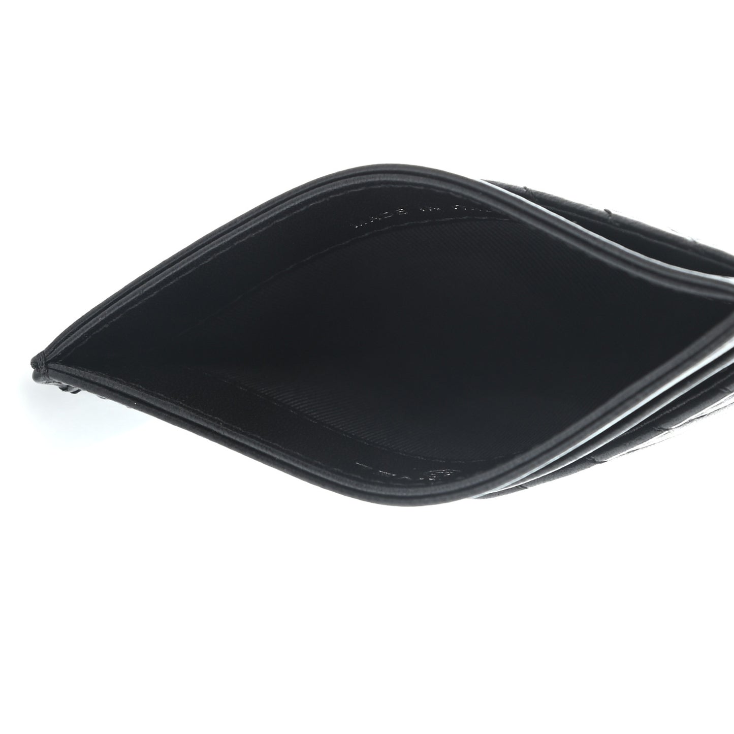 Lambskin Chevron Quilted Card Holder So Black